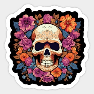 Skull with Flowers Sticker